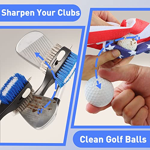 Golfupp Golf Club Brush and Amercian Flag Golf Towels, Golf Groove Cleaner Cleaning kit, Golf Accessories Cleaner Tool with Strong Magnet Stick to Golf Clubs or Bag - Image 5