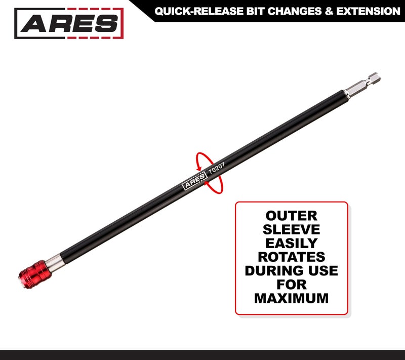 ARES 70207 - Drill Extension Bit Holder - 12-Inch Quick Release - Works With All 1/4-Inch Drive Bits - Quick Release Mechanism Makes Changing Bits a Breeze - Image 3