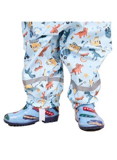 Fewlby Kids Toddler Rain Suit for Boys Girls One Piece Hoodie Zipper Cartoon Waterproof Coverall Rain Jacket 5-7 Years L Size  - Image 5
