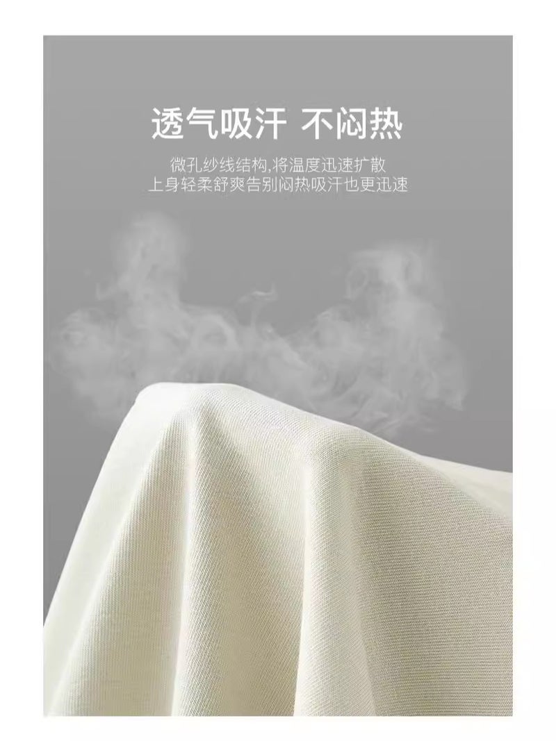 Simple Summer 230G Ice Cotton Short Sleeve T-Shirt Blank Embryo Solid Color Breathable Round Neck T-Shirt Loose Shoulder Jacket Men - Image 4
