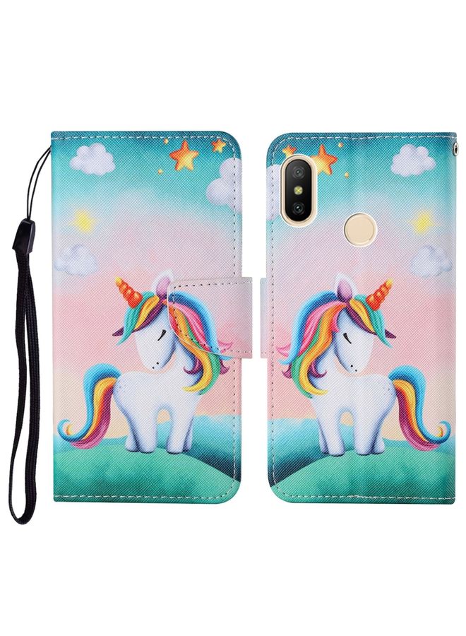 HuHa Case Cover For Xiaomi Redmi Note 6 Pro Colored Drawing Pattern Horizontal Flip Leather Case with Holder & Card Slots & Wallet & Lanyard Rainbow Unicorn 