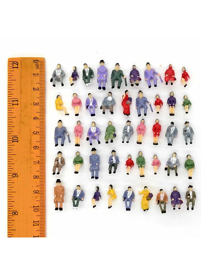 CWBPING 50pcs HO Scale Multicolored People Model Train Figures, Hand Painted, Sitting Pose - Image 3
