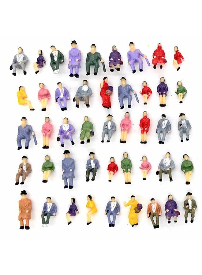 CWBPING 50pcs HO Scale Multicolored People Model Train Figures, Hand Painted, Sitting Pose - Image 1