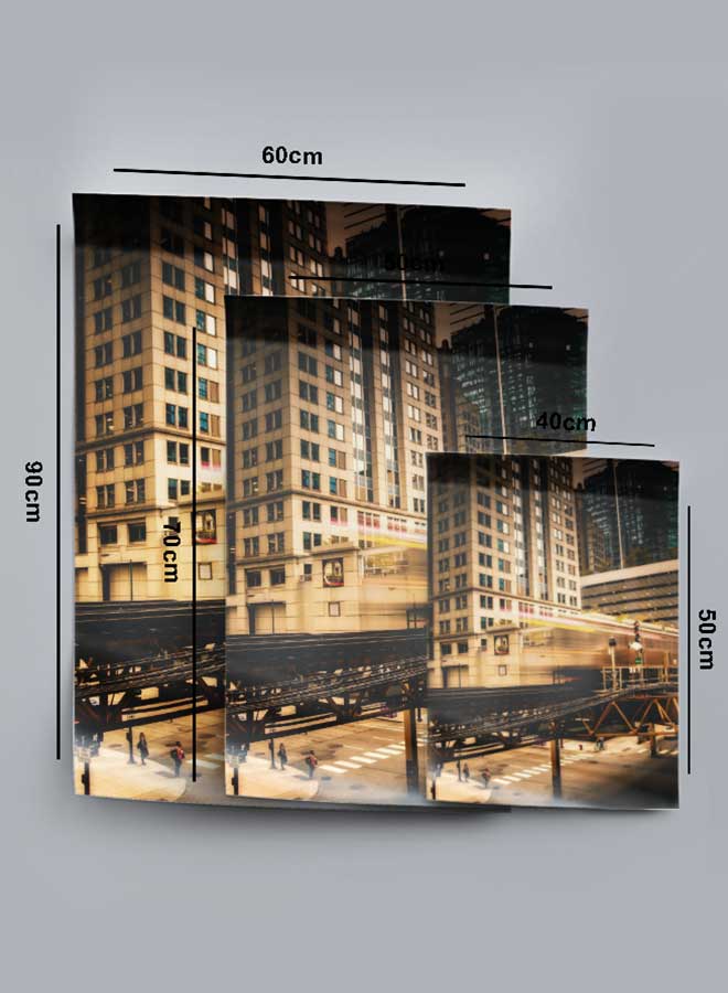 لوحة بوستر ديكور لوحة بدون فريم مع أربع قطع منفصلة من اللاصق ذو الوجهين تصميم مبنى خرساني مع نوافذ زجاجية غرفة النوم غرفة المعيشة وديكور المكتب - Image 4