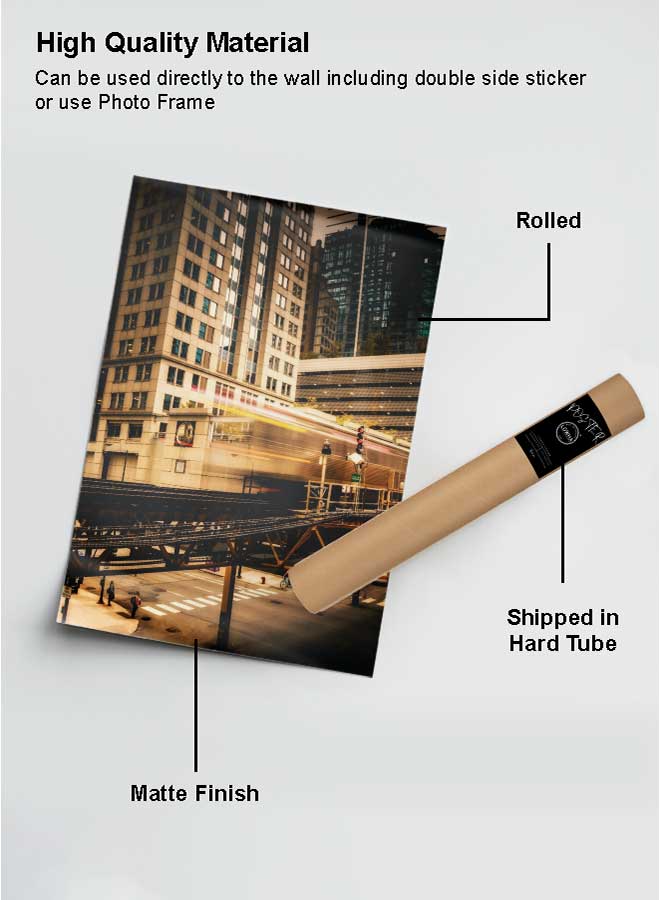 لوحة بوستر ديكور لوحة بدون فريم مع أربع قطع منفصلة من اللاصق ذو الوجهين تصميم مبنى خرساني مع نوافذ زجاجية غرفة النوم غرفة المعيشة وديكور المكتب - Image 2