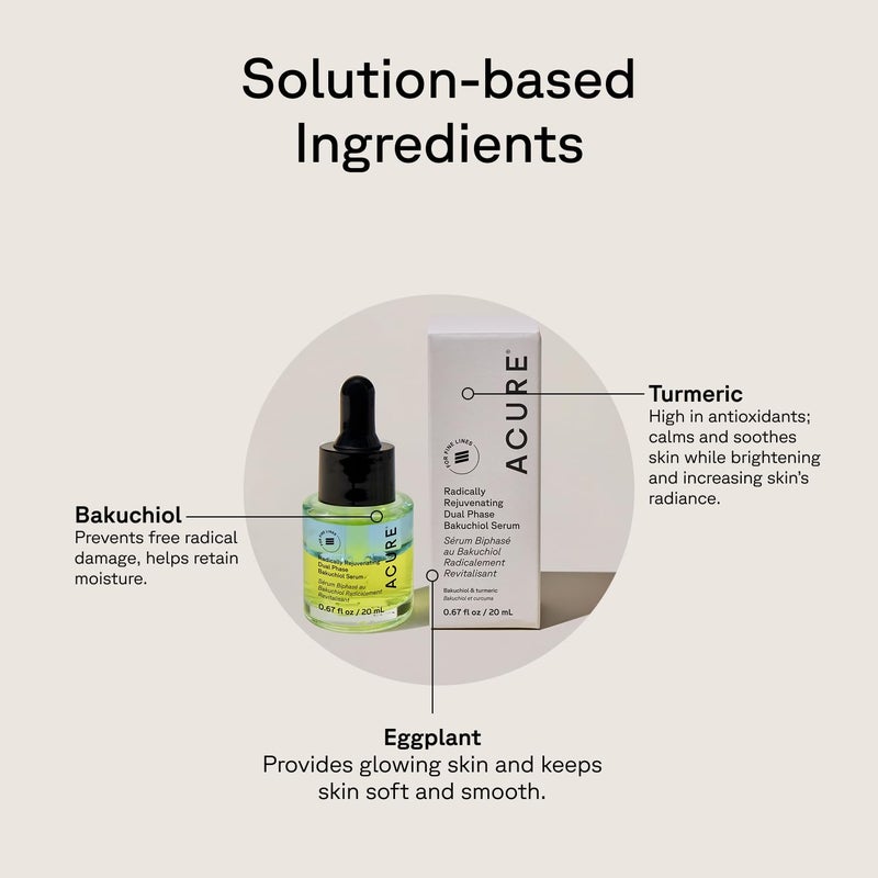 Acure Radically Rejuvenating Dual Phase Bakuchiol Serum - Bakuchiol Oil Serum for Face, Anti Aging Retinol Alternative for Wrinkles & Fine Lines, Cold Pressed Botanical Oils, Vegan - 0.67 fl oz - Image 4
