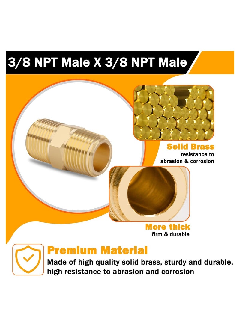 KOOTANS 3/8 NPT x 3/8 NPT Male Solid Brass Nipples Heavy Brass Pipe Adapter Fittings Equal Hex Nipple Connectors 4Pieces - Image 3