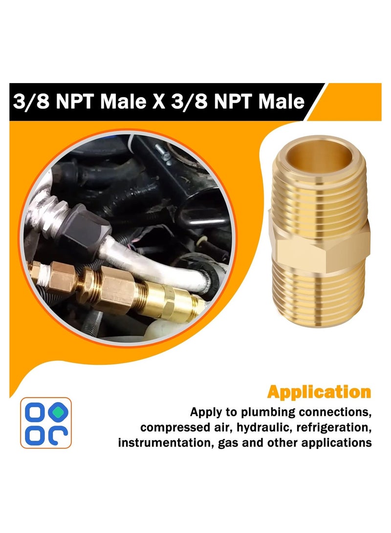 KOOTANS 3/8 NPT x 3/8 NPT Male Solid Brass Nipples Heavy Brass Pipe Adapter Fittings Equal Hex Nipple Connectors 4Pieces - Image 5