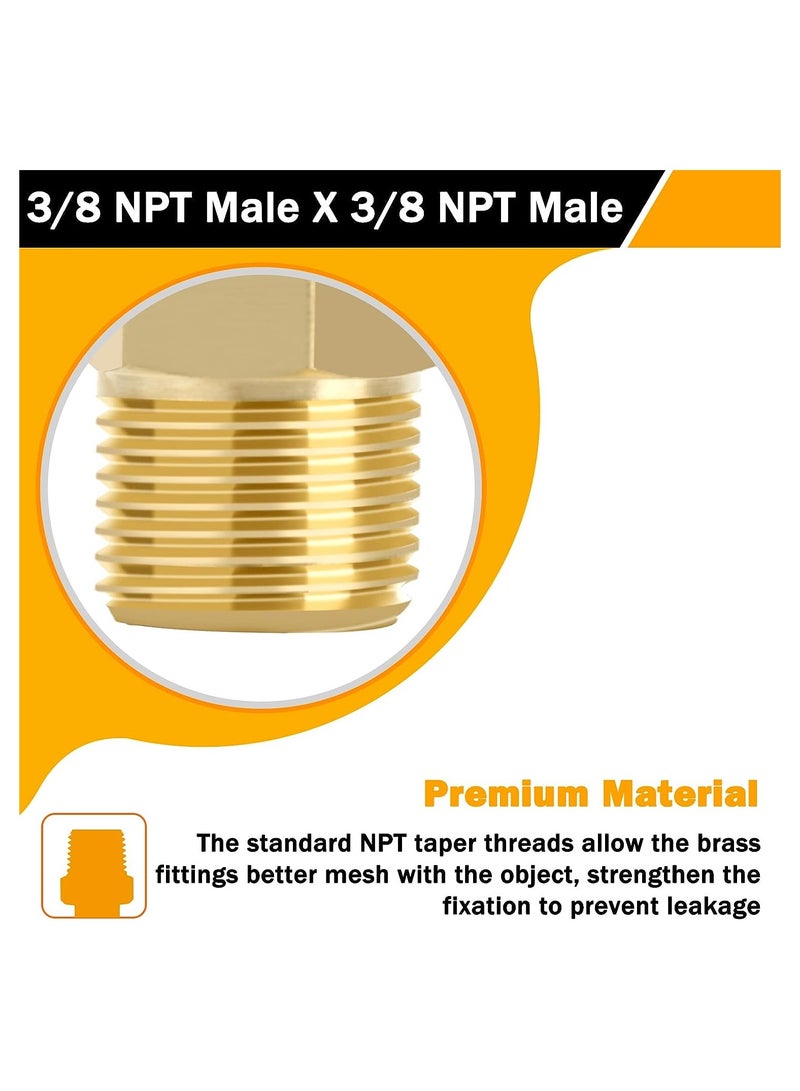 KOOTANS 3/8 NPT x 3/8 NPT Male Solid Brass Nipples Heavy Brass Pipe Adapter Fittings Equal Hex Nipple Connectors 4Pieces - Image 4