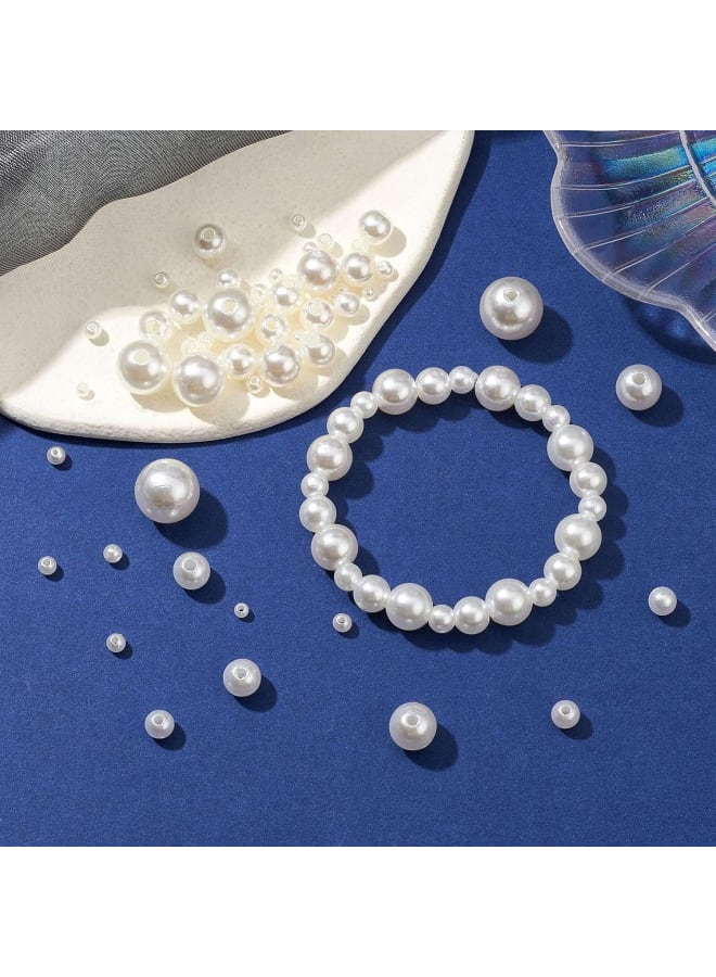 Approx 1100pcs White Imitation Round Spacer Bead 3/4/6/8/10/12/14 mm Pearl Beads for Jewellry Making DIY Bracelet Crafting, No Metal Type - Image 4