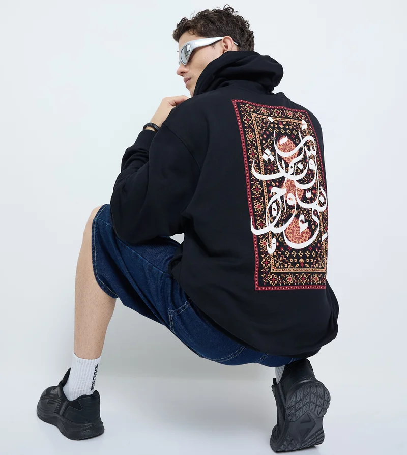إف5 Men's F5 Oversized Arabic Printed Hoodie
