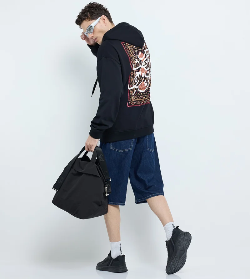 إف5 Men's F5 Oversized Arabic Printed Hoodie