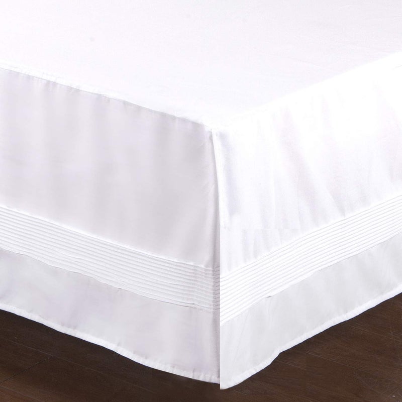 Valea Home Bed Skirt with Stitch on White Dust Ruffle with Split Corner Durable Elegant Luxury Queen 14inch Drop