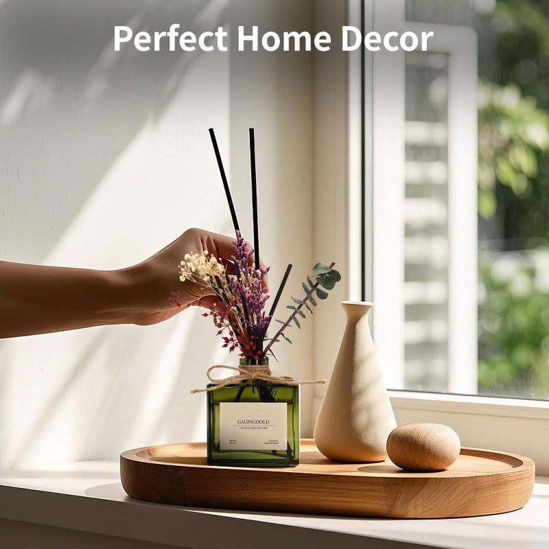 GAGINGOOLD Reed Diffuser, 6.09 oz Earthy Sandalwood Scent Diffuser with Sticks & Dried Flowers, 120 Days Long Lasting diffusers for Home, Elegant Fragrance for Bathroom Bedroom Office Decor Air Fresh - Image 5