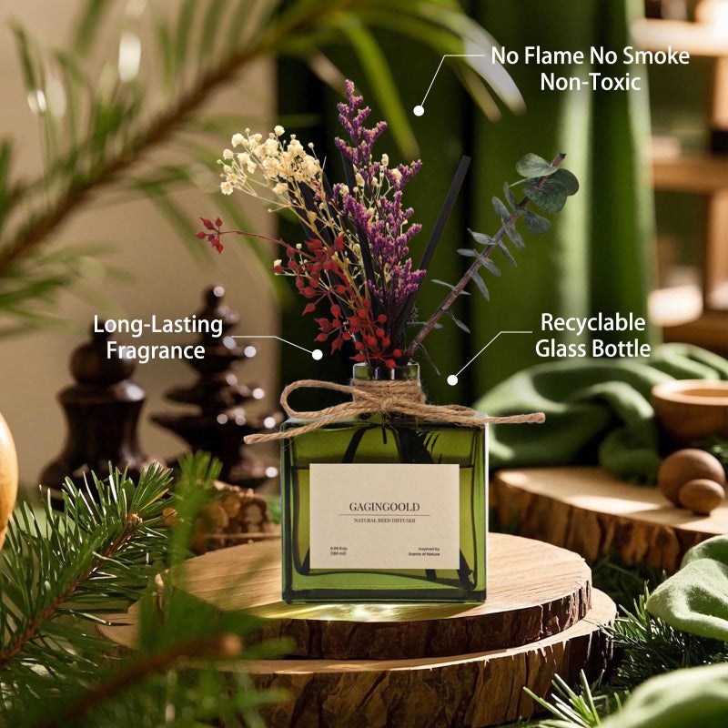 GAGINGOOLD Reed Diffuser, 6.09 oz Earthy Sandalwood Scent Diffuser with Sticks & Dried Flowers, 120 Days Long Lasting diffusers for Home, Elegant Fragrance for Bathroom Bedroom Office Decor Air Fresh - Image 3