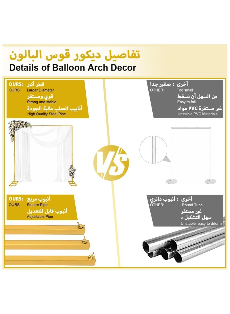 Jorunb Balloon Arch Kit Metal Arch Decoration Wedding Arch Backdrop Stand, Indoor Outdoor Arch Frame Golden Party Decor Stand for Baby Shower Birthday Anniversary Bridal Graduation 2m, Gold - Image 3