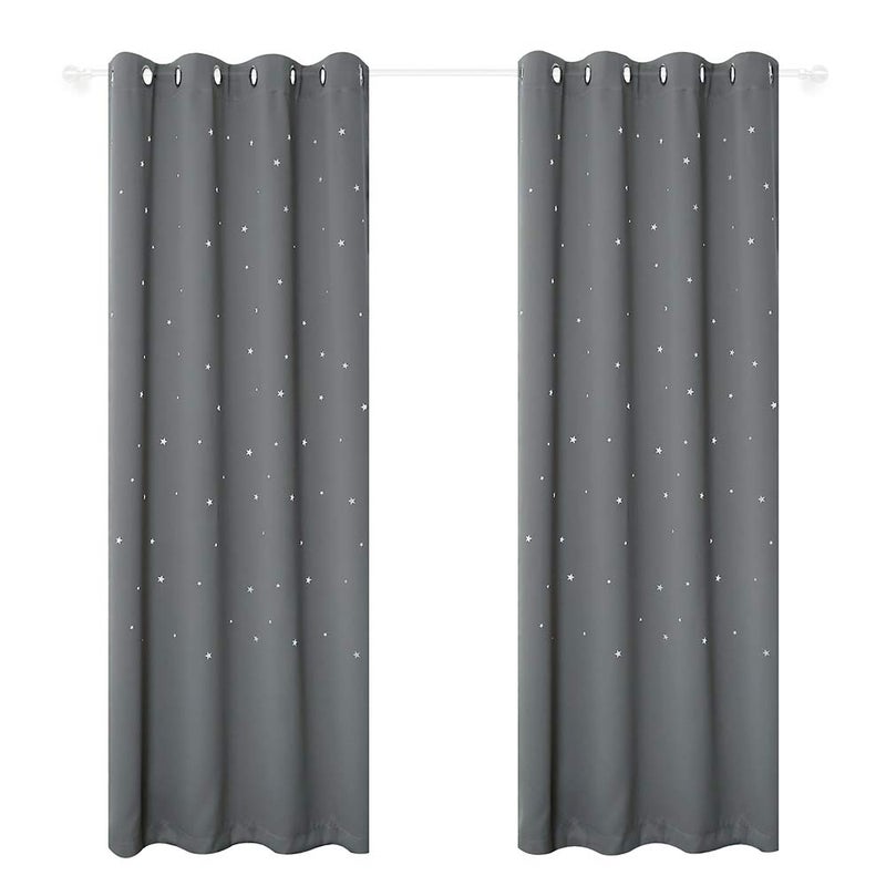 Anjee Twinkle Stars Curtains for Kids Room 2 Panels Set Romantic Room Decoration Grommet Blackout Curtains Drapes 52 x 63 Inches Long Space Grey