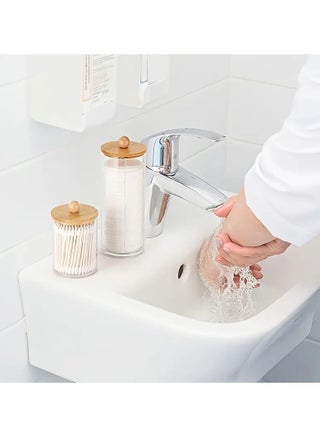 3pcs Cotton Swab Holder, Bathroom Dispenser Storage Box For Cotton Ball, Cotton Swab, Cotton Round Pads And Floss Picks, Clear Storage Canister With Bamboo Lid, Home Organization And Storage Supplies - view 5