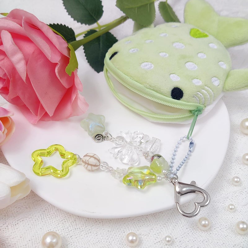 Nalefow Cute Keychain Whale Shark Coin Purse Keychain Cute Plush Zipper Change Pouch, Kawaii Handmade Wallet for Women (Green) - Image 4