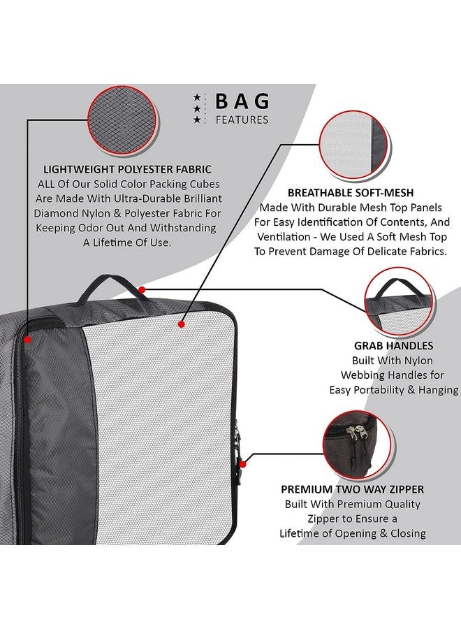 GOMAJO Packing Cubes For Travel Organizer Clothes Laundry Compression Suitcase Luggage Storage Travelling Pouches Bags Organiser, Polyester (LARGE PACK OF 4), Grey - Image 3
