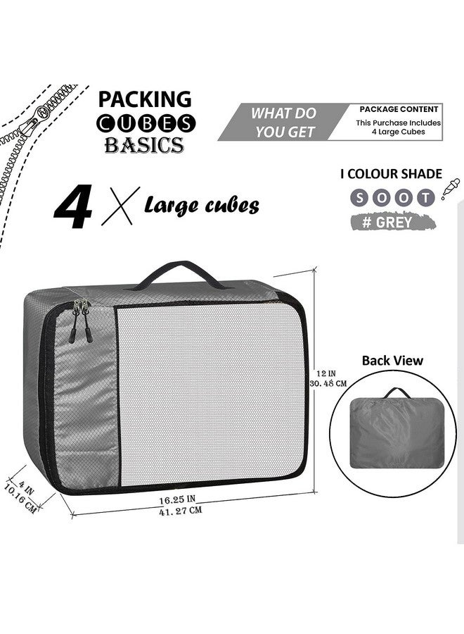 GOMAJO Packing Cubes For Travel Organizer Clothes Laundry Compression Suitcase Luggage Storage Travelling Pouches Bags Organiser, Polyester (LARGE PACK OF 4), Grey - Image 2