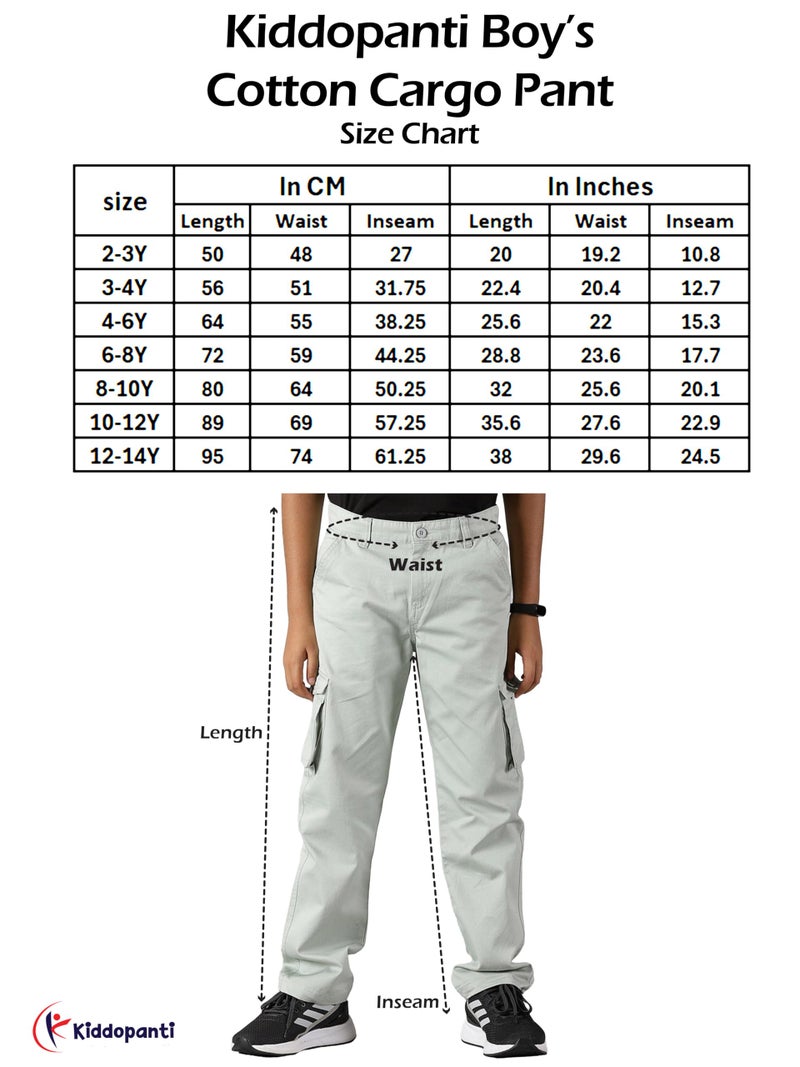 KiddoPanti Boys Cargo Pants | 100% Cotton Twill Mid Rise | Comfortable Regular Fit | Elastic Waistband & Zip Fly | 6 Pocket Lower For Kids | Full-Length Casual Wear |, Brown - 8-10Y,8 Years-10 Years - Image 5