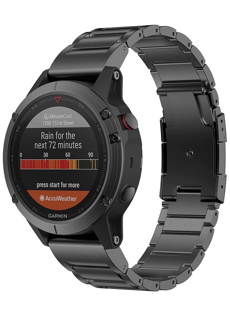 Watch Band for Garmin Fenix 7X 6X 5X Plus 26mm Titanium Metal Quick Release Easy Fit Watch Bands with Double Button Clasp for Garmin Fenix 7X 6X Pro 5X 5X Plus Smartwatch - Image 2