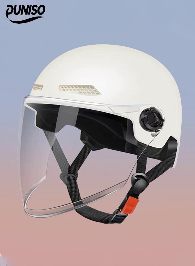 DUNISO 3C Certified Electric Vehicle Helmet，Motorbike Helmet with Long Goggles，Safe and Comfortable，Breathable, Sturdy and Durable，Unisex，White  - Image 1