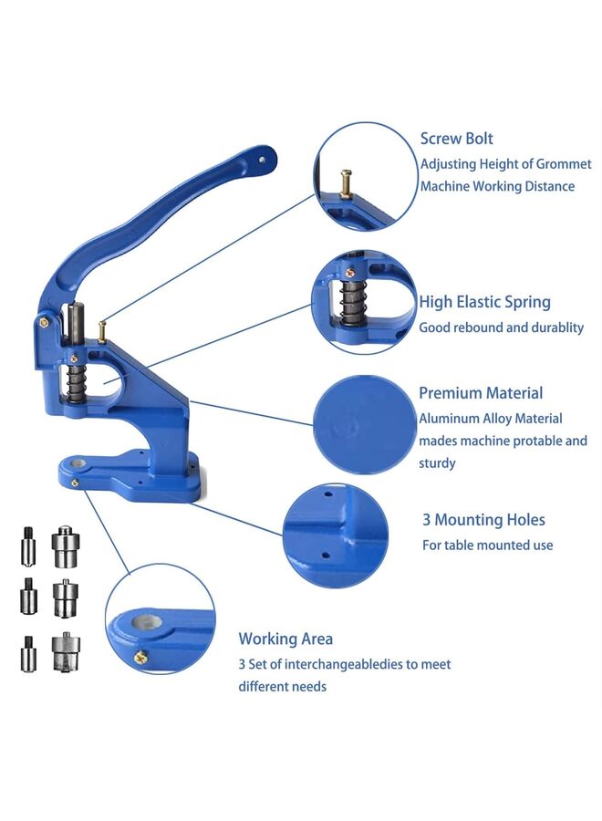 مجموعة أدوات فتحات العروة لآلة الضغط اليدوي، بما في ذلك آلة الفتحات، 3 قوالب (#0#2#4)، 3000 قطعة من الفتحات لللافتات والمظلات واللافتات والملصقات والستائر والحرف اليدوية - Image 4