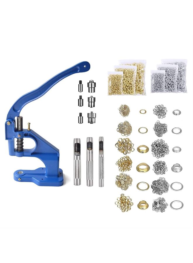 مجموعة أدوات فتحات العروة لآلة الضغط اليدوي، بما في ذلك آلة الفتحات، 3 قوالب (#0#2#4)، 3000 قطعة من الفتحات لللافتات والمظلات واللافتات والملصقات والستائر والحرف اليدوية - Image 1