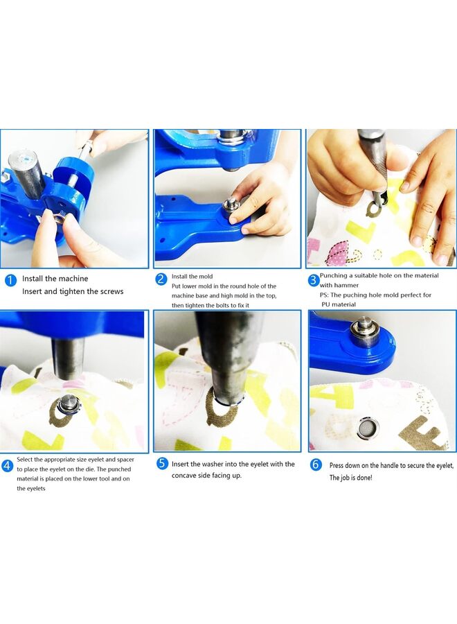 مجموعة أدوات فتحات العروة لآلة الضغط اليدوي، بما في ذلك آلة الفتحات، 3 قوالب (#0#2#4)، 3000 قطعة من الفتحات لللافتات والمظلات واللافتات والملصقات والستائر والحرف اليدوية - Image 5