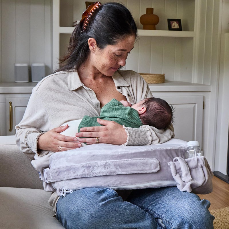 My Brest Friend Super Deluxe Nursing Pillow - Enhanced Comfort & Ergonomic Breastfeeding Pillow for Ultimate Support for Mom & Baby - Adjustable and with Handy Side Pocket, Sandstone - Image 2