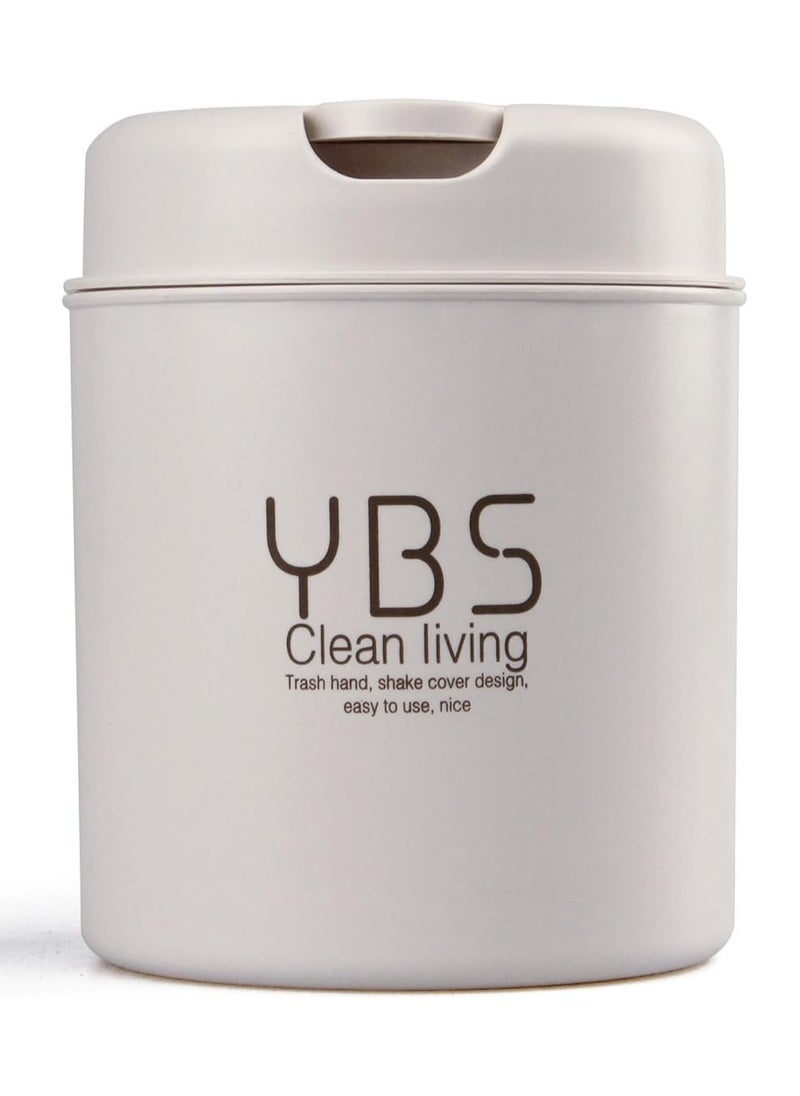 Clean Living Mini Desk Trash Can with Lid, Small Desktop Countertop Waste Basket Garbage Bin for Office Bathroom Vanity, Tabletop or Coffee Table Kitchen Storage (Off White)  - Image 1