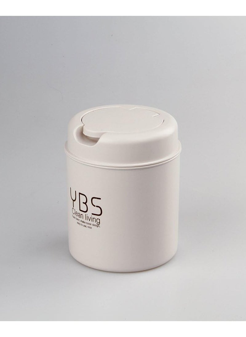 Clean Living Mini Desk Trash Can with Lid, Small Desktop Countertop Waste Basket Garbage Bin for Office Bathroom Vanity, Tabletop or Coffee Table Kitchen Storage (Off White)  - Image 2
