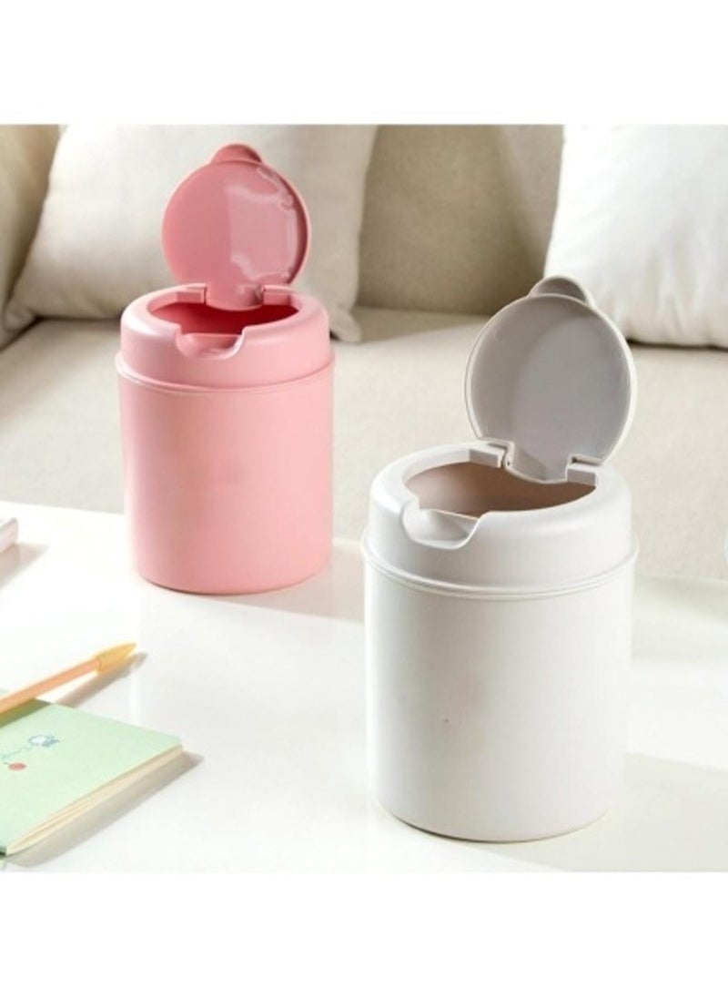 Clean Living Mini Desk Trash Can with Lid, Small Desktop Countertop Waste Basket Garbage Bin for Office Bathroom Vanity, Tabletop or Coffee Table Kitchen Storage (Off White)  - Image 4