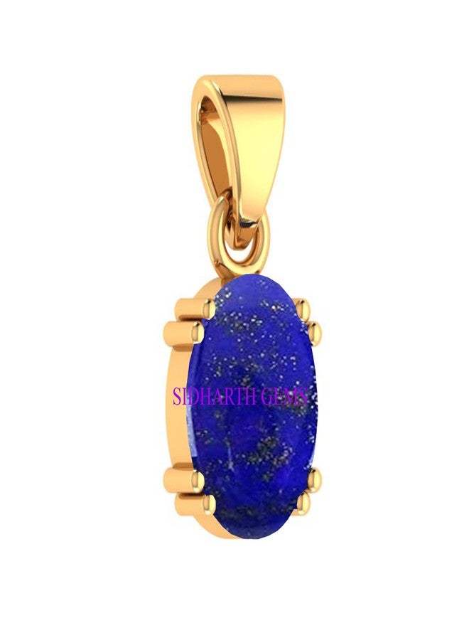 SIDHARTH GEMS 14.00 Ratti 13.00 Carat Lapis Lazuli Gold Plated Pendant Natural Loose Lajwart for Men & Women - Image 2