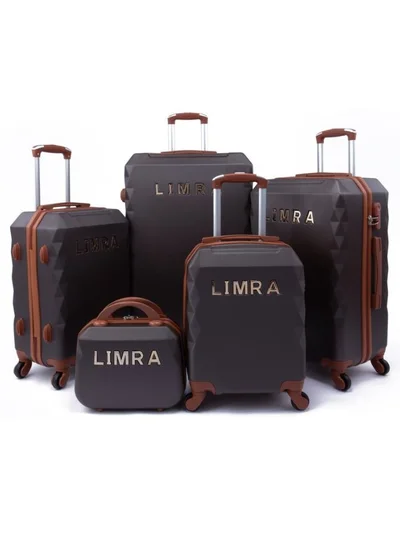 LIMRA Luggage set 5 pieces travel Bags with a distinctive design from limra Brown
