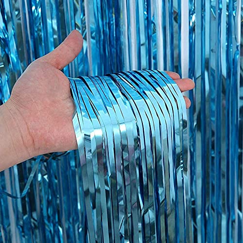 FI - FLICK IN Blue Foil Curtain for Party Decorations, Curtain Backdrop for Birthday Decoration, Anniversary, Bachelorette Party Celebration Theme (Pack of 3) - Image 2