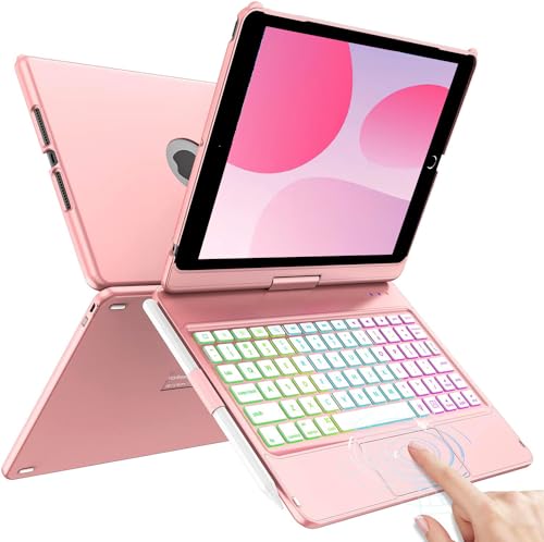 HOTLIFE Tablet Keyboard Case for 10.2inch 9th/8th/7th Gen,Touch Keyboard for Tablet 9th Generation - 8th Gen - 7th Gen, 10 Color Backlight - 360° Rotatable Protective Cover with Pencil Holde - Image 3