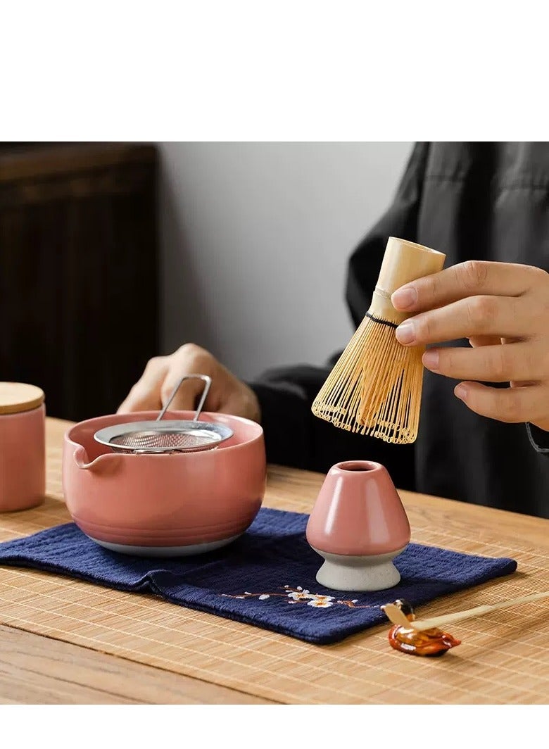 جوسكوين طقم شاي ماتشا الياباني الفاخر المكون من 9 قطع: مجموعة كاملة لعمل الماتشا مع الوعاء، خفاش من الخيزران، ملعقة، تشا شو وحامل، ملعقة من الخيزران، منخل، وحامِّل الخفاش، مجموعة لصناعة الشاي الأخضر الماتشا. - Image 4