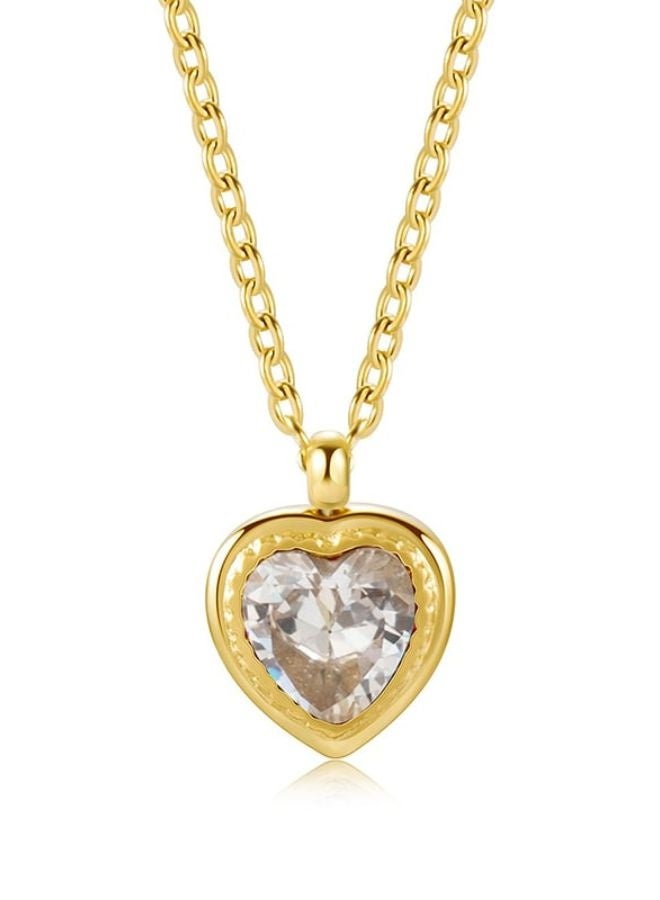 Andaazs Women’s Nova Heart Pendant Necklace – 18K Gold-Plated Chain with White Cubic Zirconia – Elegant Romantic Jewelry - Image 1