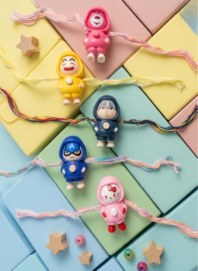 Sesonby Assorted Cartoon Character Face Changer Rakhi for Kids with Keychain & Roli-Chawal, Keychain Holder Rakhi Set for Bhai Brothers, Raksha Bandhan Gift Set for Bhai - Image 4
