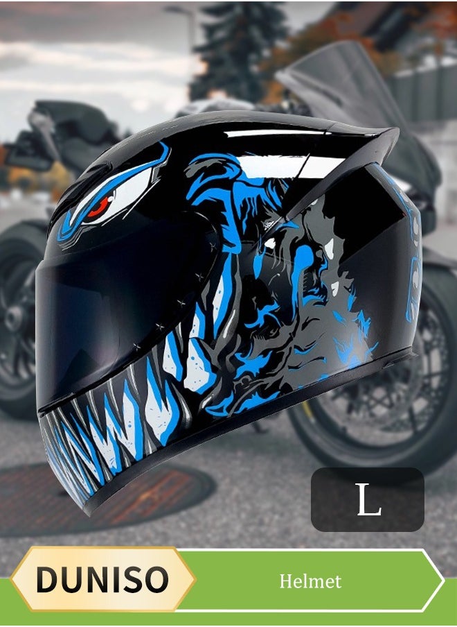 DUNISO Full face motorcycle helmet, lightweight crash resistant motorcycle helmet, all season cool riding helmet，with black lenses, breathable lining, suitable for both men and women，suitable for recreational activities such as riding(L)  - Image 1