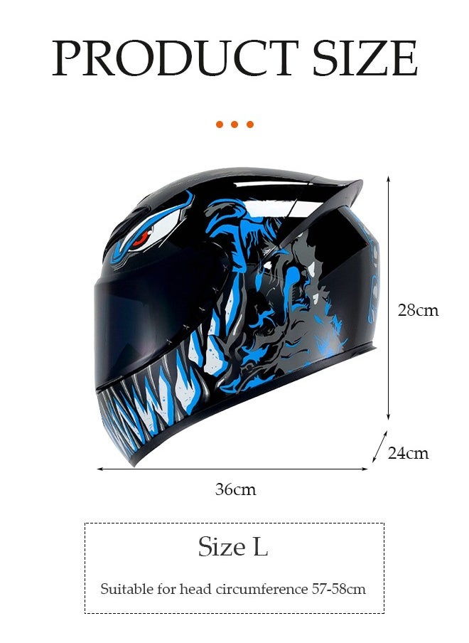 DUNISO Full face motorcycle helmet, lightweight crash resistant motorcycle helmet, all season cool riding helmet，with black lenses, breathable lining, suitable for both men and women，suitable for recreational activities such as riding(L)  - Image 2