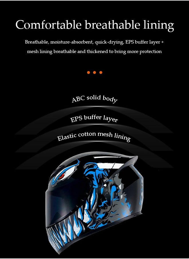 DUNISO Full face motorcycle helmet, lightweight crash resistant motorcycle helmet, all season cool riding helmet，with black lenses, breathable lining, suitable for both men and women，suitable for recreational activities such as riding(L)  - Image 5