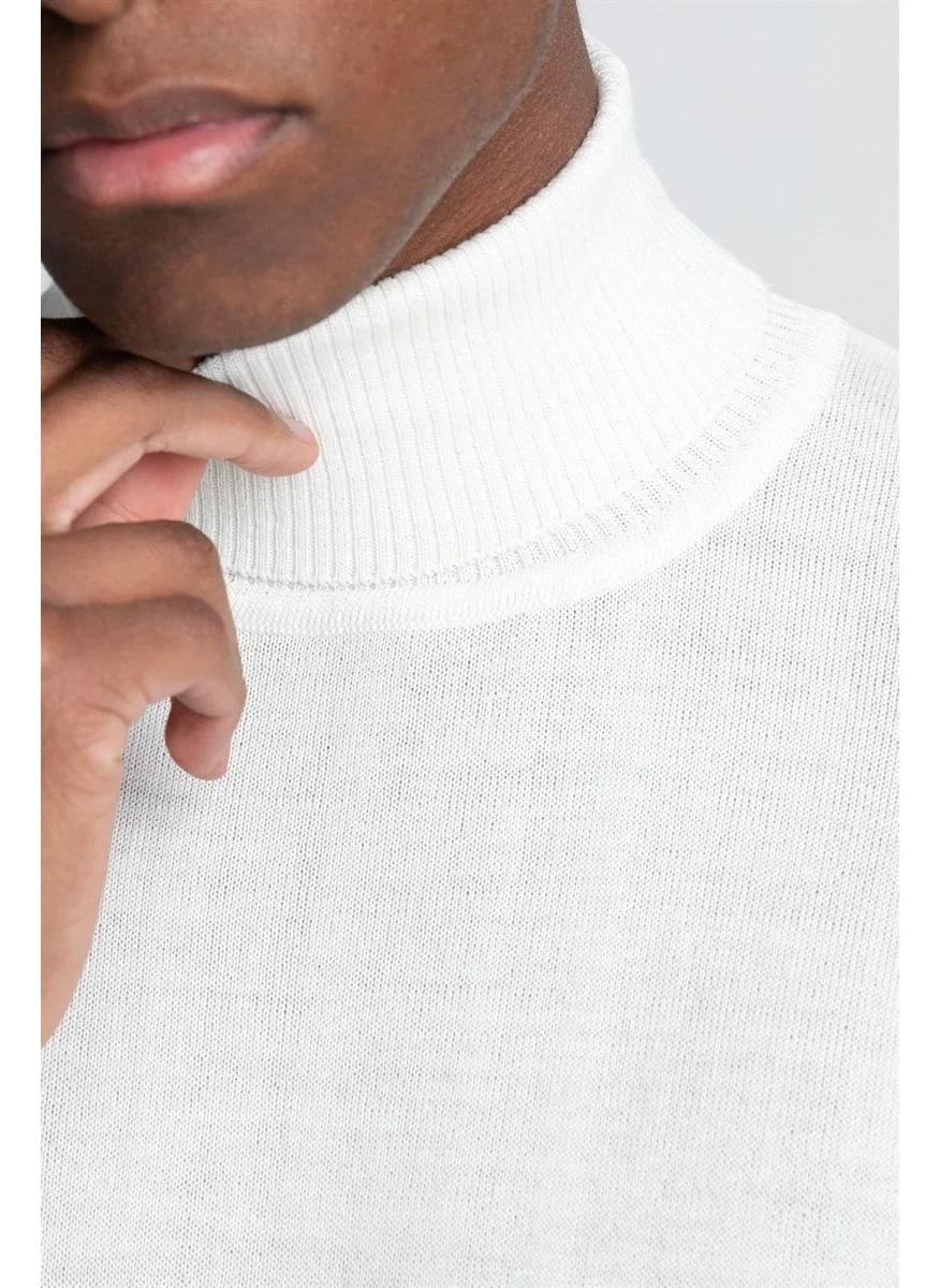 Tudors Slim Fit Narrow Cut Full Turtle Collar Plain Wool Men's Sweater