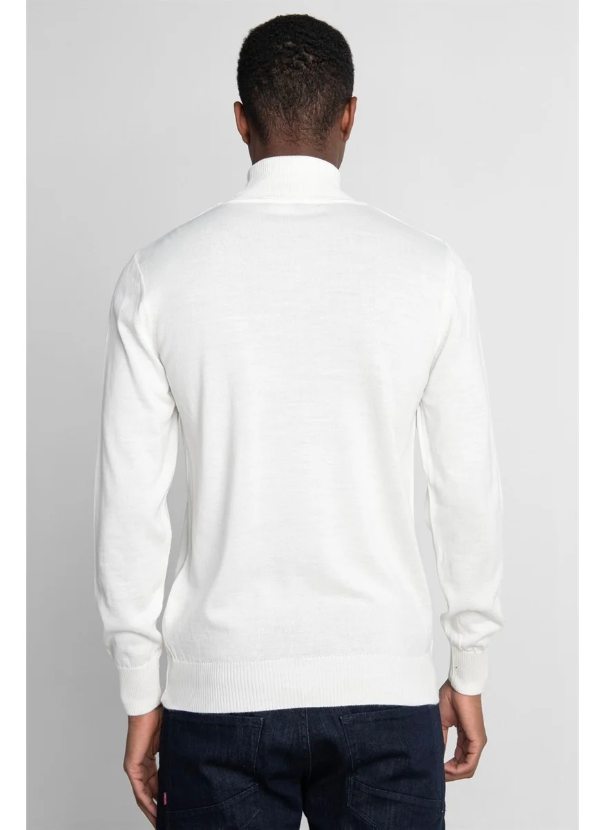 Tudors Slim Fit Narrow Cut Full Turtle Collar Plain Wool Men's Sweater