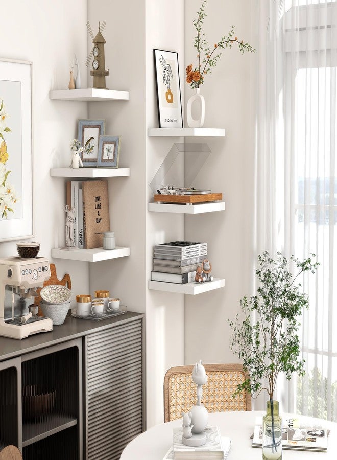 Venusmiles Square Floating Shelves for Wall 12"W x 12"D x 1.2"H, Small Engineered Wood Wall Shelves with Invisible Brackets for Living Room Bedroom Bathroom Office Kitchen Storage Decor, White Finish, Set of 3 - Image 5