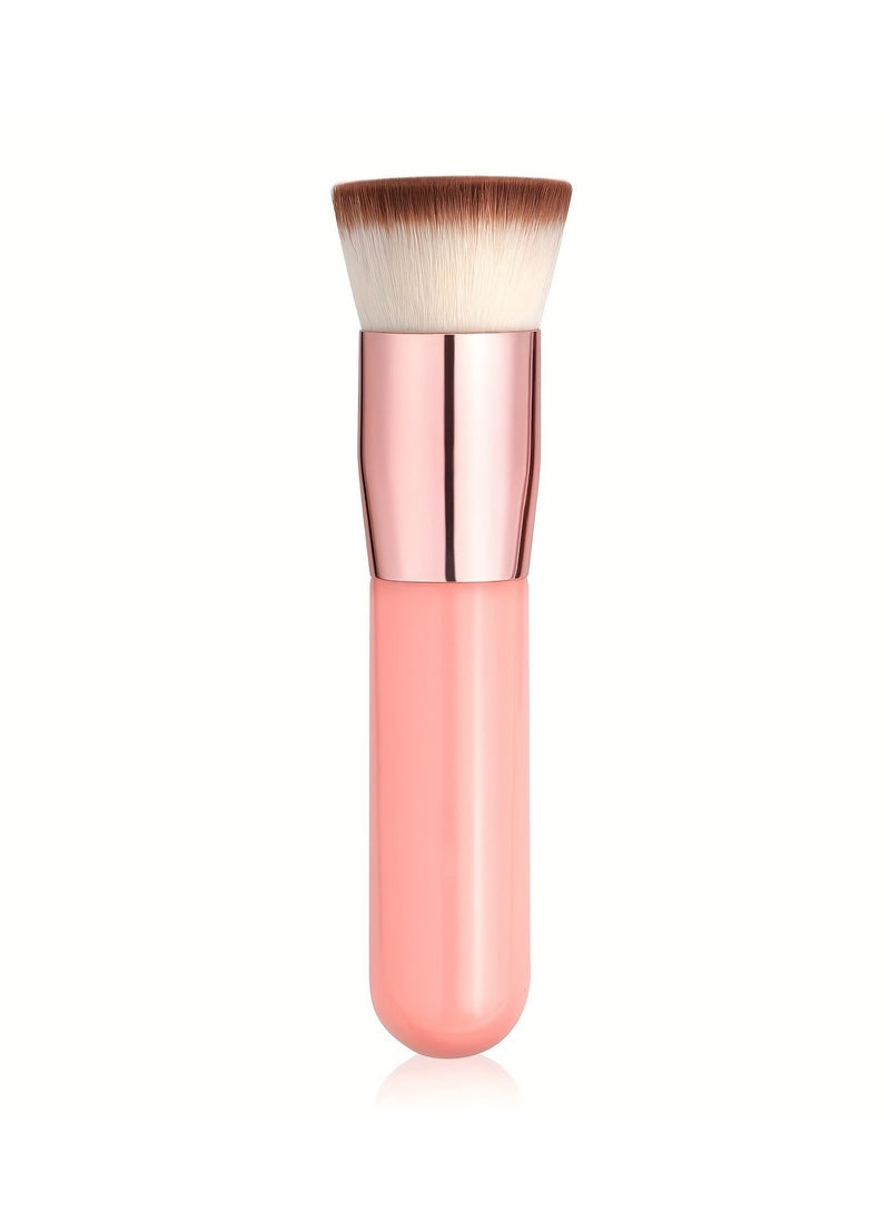 Goolsky Foundation Brush for Liquid Makeup, Self Tanner Brush Flat Top Kabuki Professional Makeup Brushes Blending Mineral Powder Buffing Stippling Makeup Tools, Pink  - Image 1