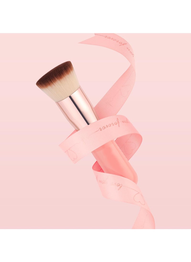 Goolsky Foundation Brush for Liquid Makeup, Self Tanner Brush Flat Top Kabuki Professional Makeup Brushes Blending Mineral Powder Buffing Stippling Makeup Tools, Pink  - Image 3